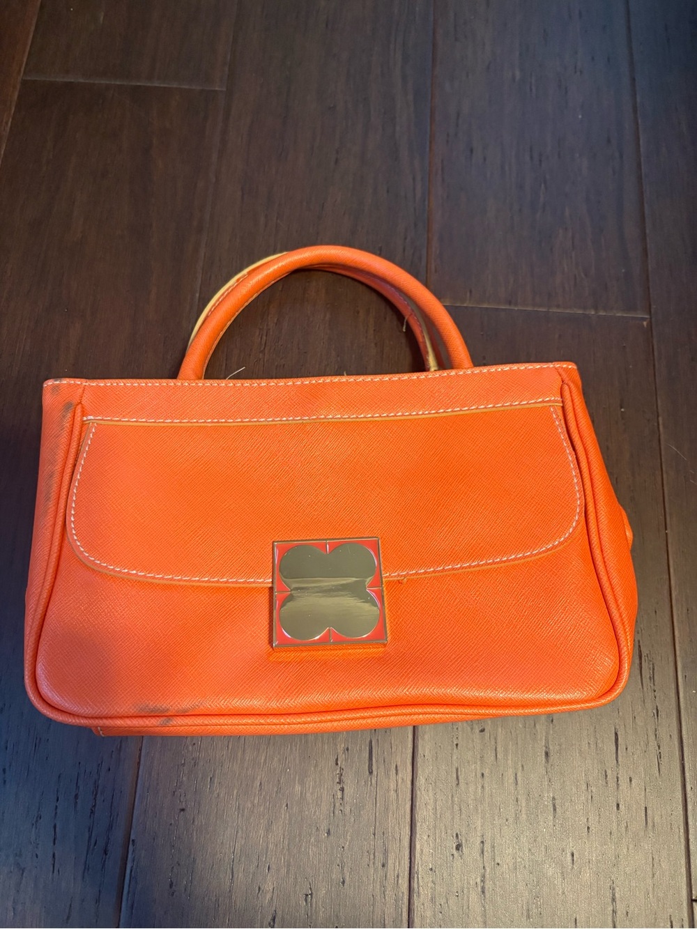Liz Claiborne Orange Leather Top-Handle Satchel